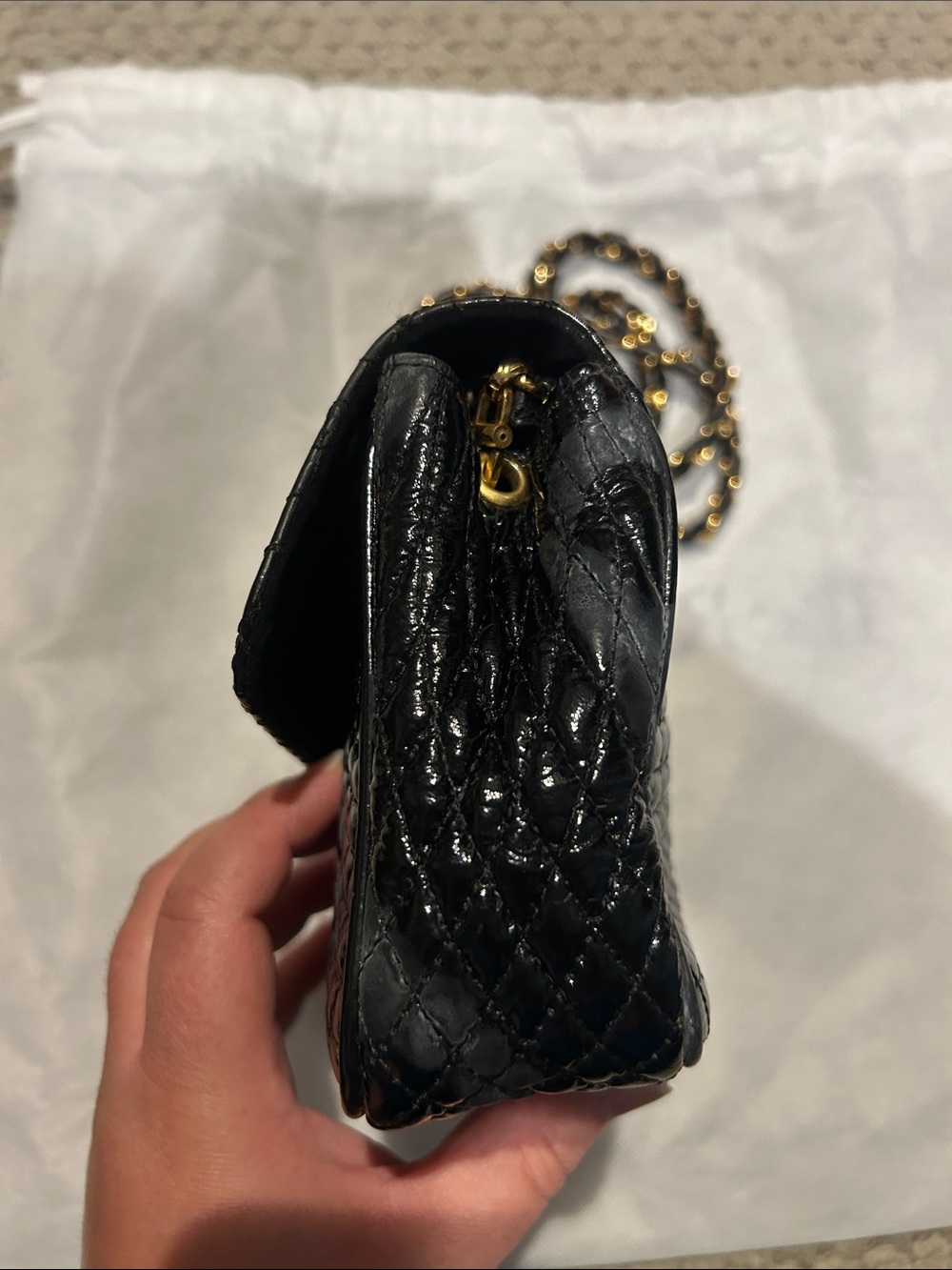 Bally Classic Black Quilted Crossbody Bag with Gold Hardware - Picture 7 of 10